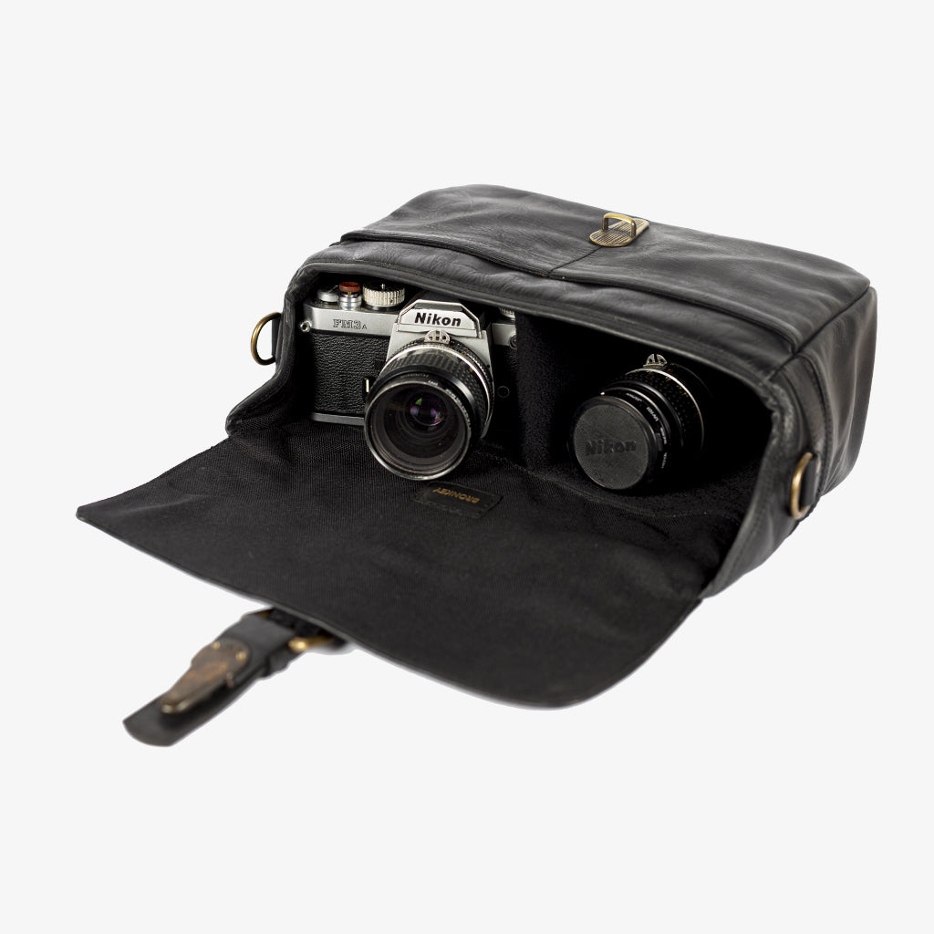 Bronkey Paris Black Leather Camera Bag